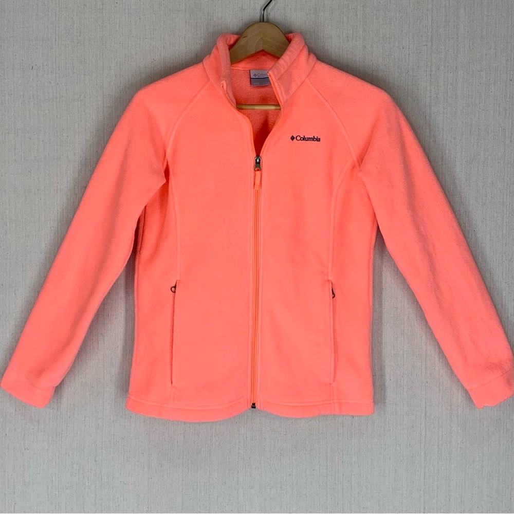 Columbia~Girl’s Benton Springs Bright Coral‎ Full Zip Fleece Jacket~Sz Lg 14/16